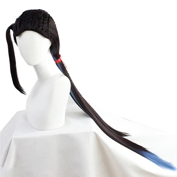 

Twisted Wonderland Jamil Viper Cosplay Wigs 110cm Black Blue Long Straight Briad Synthetic Hairpiece Pelucas Anime Costume Wig