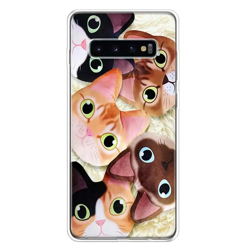 Чехол для телефона с котом и кошечкой для samsung Galaxy S10+ Lite Note 10 9 8 S9 S8 J4 J6 J8 Plus S7 S6 Coq