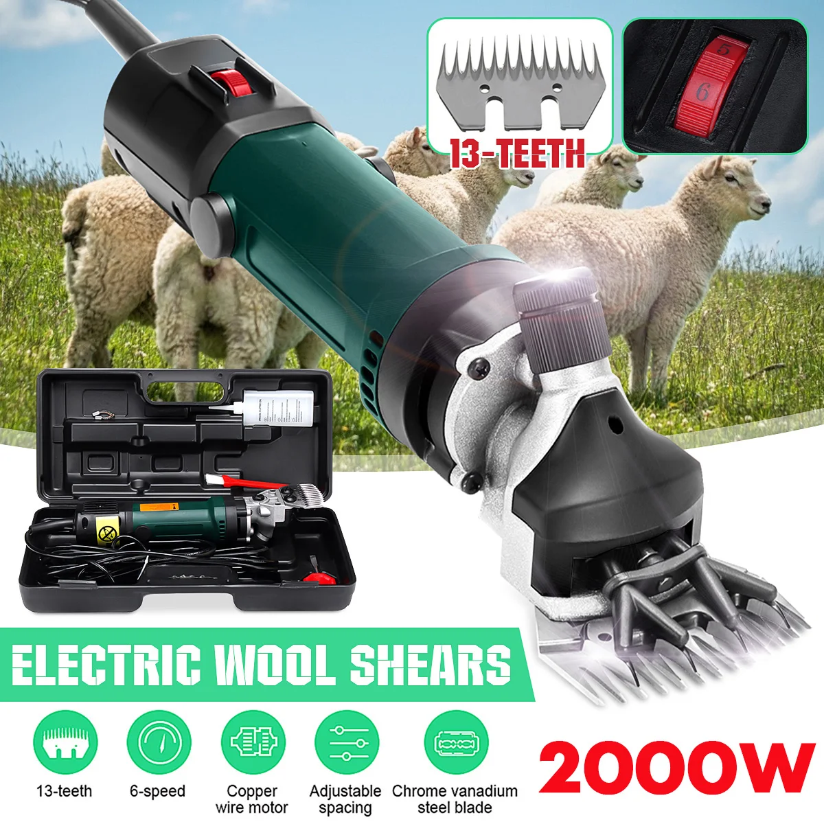 750W Flexible Shaft Electric Sheep Goat Shears Cutter Shearing Clipper 220V 