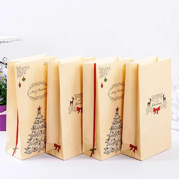 

24pcs/set Kraft Paper Bag Merry Christmas Gift Bags Party Lolly Favour Bowknot Wedding Packaging