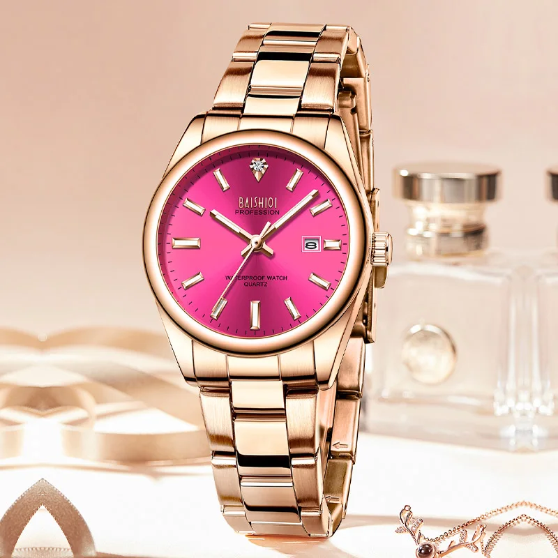 Ladies Wrist Watches Dress Rose Gold Watch Women Crystal Diamond Watches Stainless Steel Silver Clock Women Montre Femme