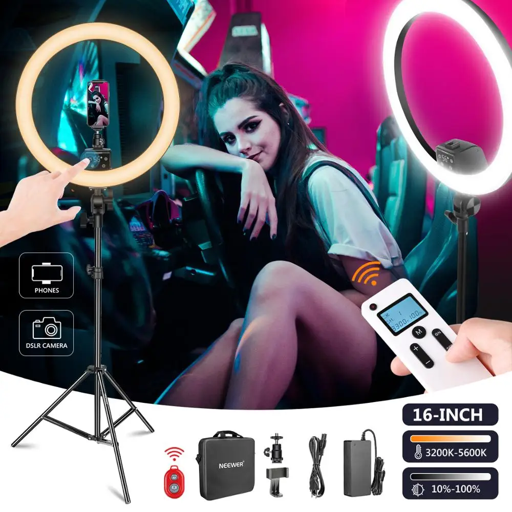 

Neewer Advanced 16-inch LED Ring Light Support Manual Touch Control with LCD Screen, Remote and Multiple Lights Control