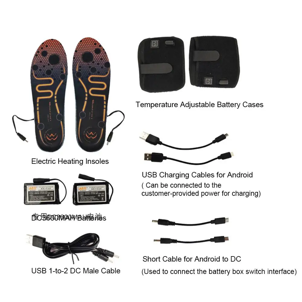 1 Pair of Heated Insoles Battery Powered Rechargeable Heated Shoes Insoles Winter Skiing Foot Warmers for Men and Women