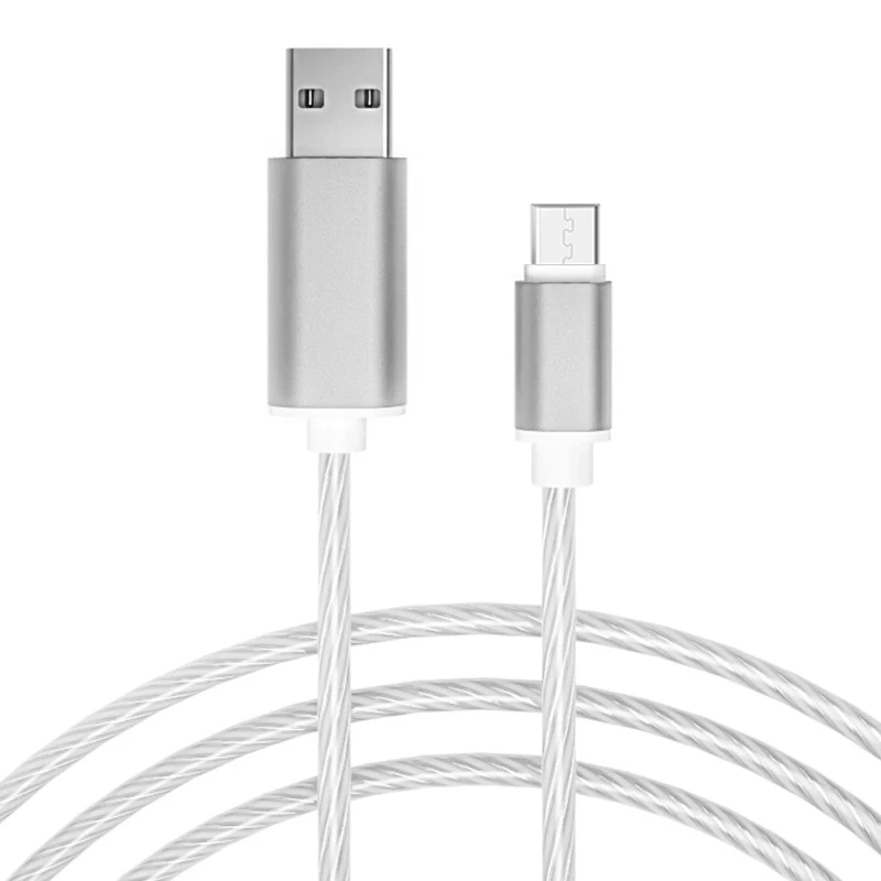 1m Flow Luminous Lighting Cable Fast Charging Micro USB Type C Cable LED Wire Cord Charger For Samsung Phone Microusb Type Cord