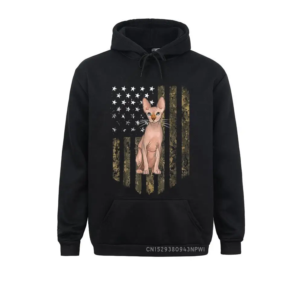 

Camo American Flag Sphynx 4th Of July USA Pullover Sweatshirts Winter Autumn Hoodies On Sale Moto Biker Hoods Unique Women's