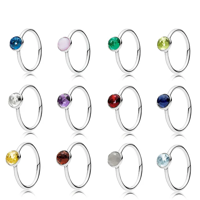 

NEW 100% 925 Sterling Silver Rings For Women 12 months Multicolor optional Charm Beads Fit DIY Ring factory Wholesale