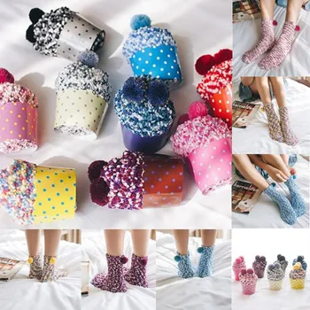 

Women Cup Cake Cotton Socks Creative Coral Casual Slip Warm Mid Tube Soft Warm Socks Cake Coral Cashmere Sock