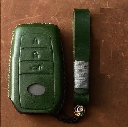 3Button green Чехол из натуральной кожи с дистанционным управлением для Toyota Camry Highlander Prado Crown Land Cruiser Prius Vitz Reiz Fortuner Prius - Название цвета: 3Button green