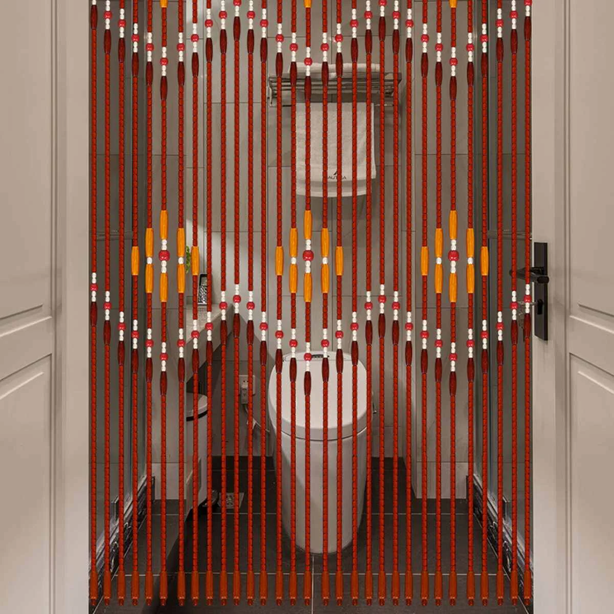 Billige 31 linie Welle Handgemachte Fly Bildschirm Holz Perlen Vorhang 90x220cm Holz Tür Vorhang Jalousien Für Veranda Schlafzimmer wohnzimmer Teiler