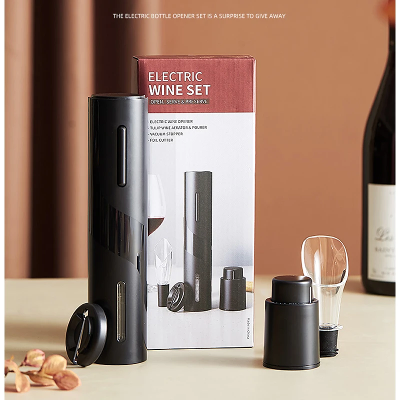 Best Gift Safety Technology Air Pump Opener Corkscrew And Stopper 4 In1 Electric Wine Bottle Opener Set For Kitchen Equipment ручной миксер xiaomi circle joy air pump wine opener cj emf01