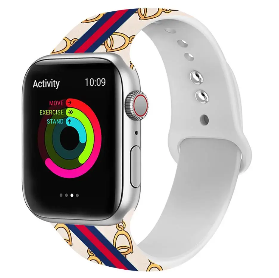 Ремешок для Apple watch силиконовый 38 мм 42 мм iwatch4 с 44 мм 40 мм цветочный принт ремешок браслет Регулируемая Замена Apple Watch4321 - Цвет ремешка: 25