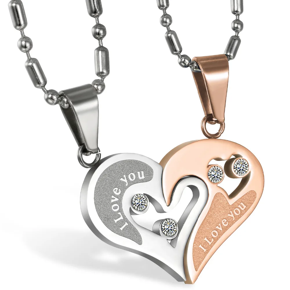 2 Piece Matching Couples Lovers No Tarnish Stainless Steel I