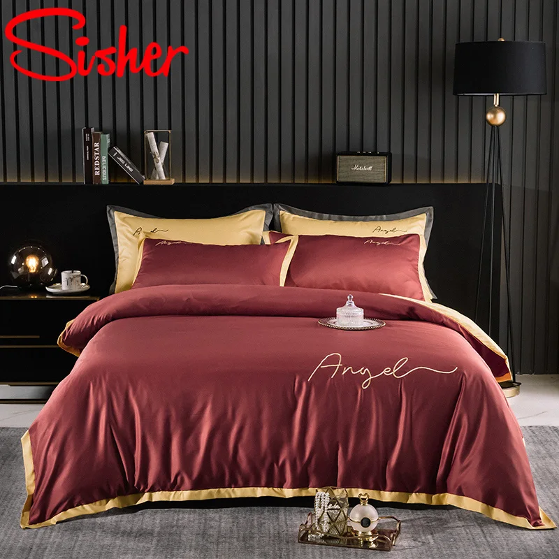 Modern Brief Luxury Duvet Cover Set Angel Letter Printed Bedding Bed Linen 220x240 Queen King Bedclothes Soft Quilt Covers | Дом и сад