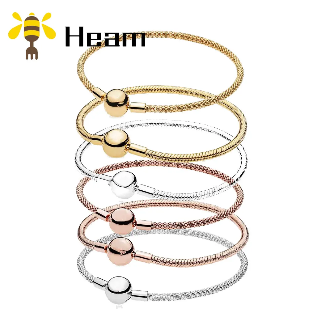 Heam, высокое качество,, Стерлинговое Серебро, 925 пробы, pan, очаровательный браслет для женщин, модный, элегантный, роскошный, сделай сам, аутентичное ювелирное изделие