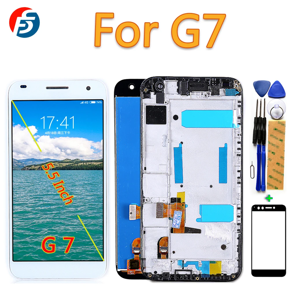 

100% Tested 5.5 inch Touch Screen For Huawei G7 LCD Display Digitizer Assembly 1920*1080 Frame With Free Glass film Tools
