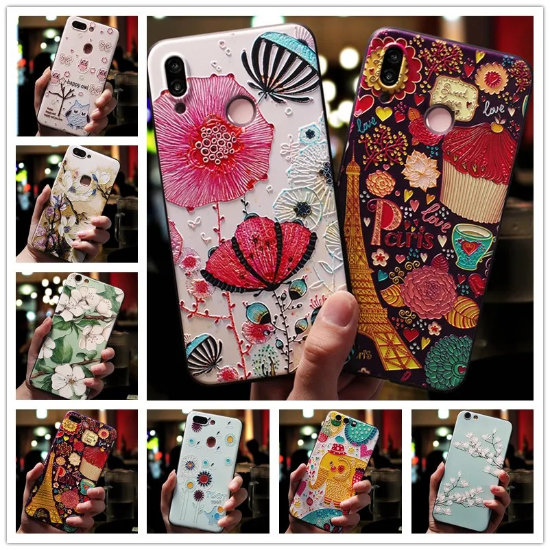 

For Huawei Honor 8A Case 3D Flower Emboss Silicone Phone Cases For Huawei Honor 6C 6CPro 6A 6X cover Soft Honor 6C Pro Honor 6x