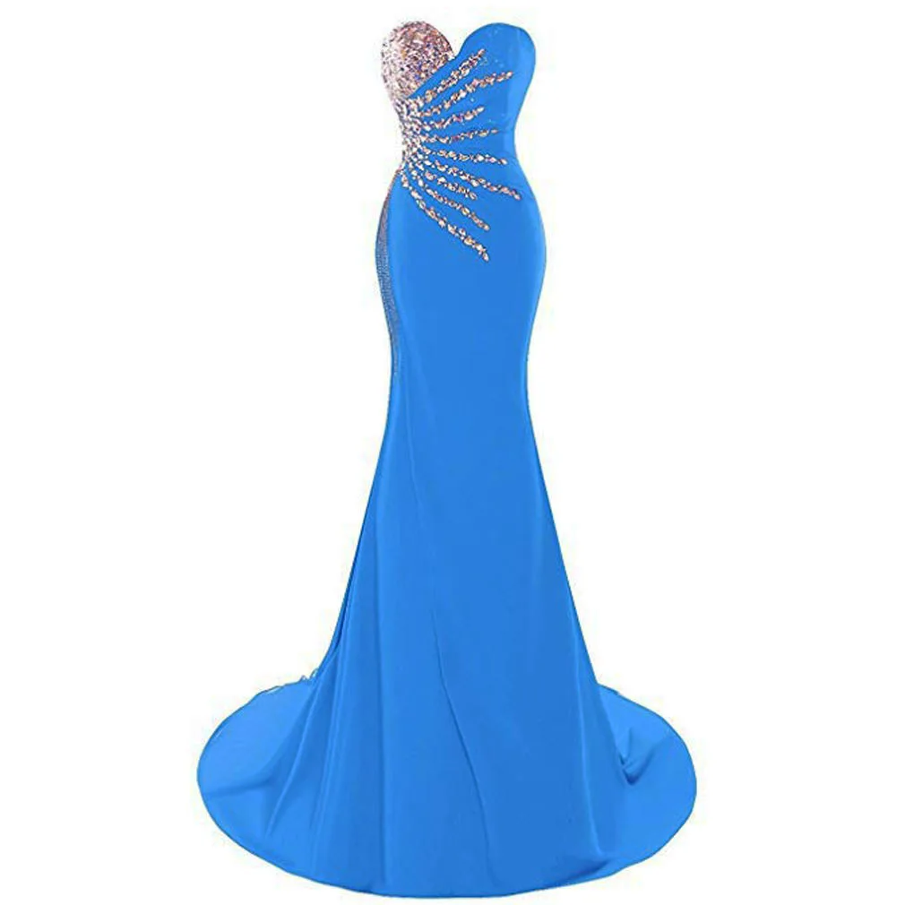 Королевское синее сексуальное длинное вечернее платье длина до пола расшитое бисером шифоновое платье для выпускного вечера Русалка Формальные женские вечерние платья Robe De Soiree - Цвет: Blue