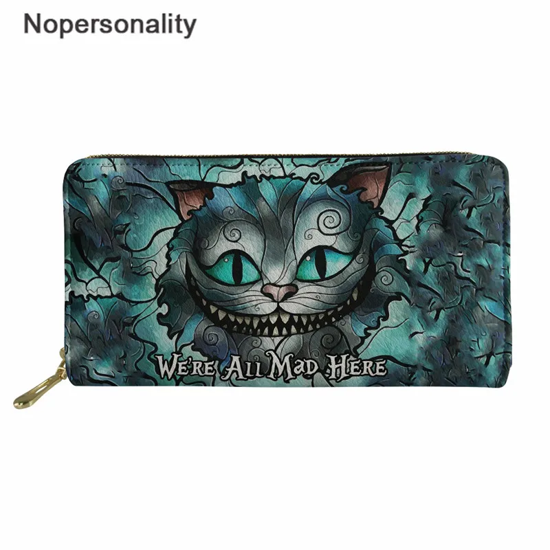 Nopersonality кошелек на молнии Чеширский кошелек с принтом кота женский длинный клатч водонепроницаемый кожаный чехол для денег сумка держатель для кредитных карт