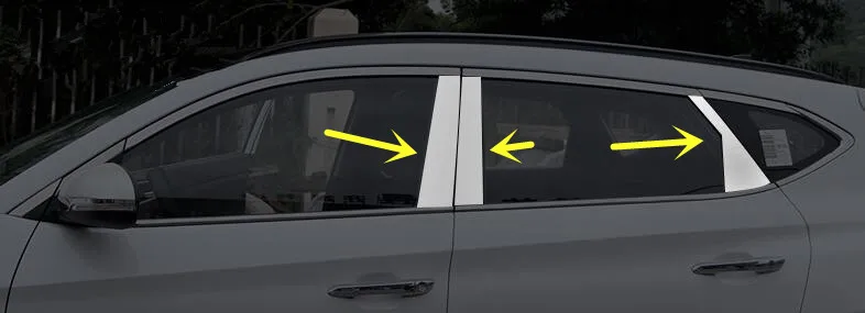 Для hyundai Tucson Автомобильная липучка из нержавеющей стали Стекло окно декоративная подушка средняя стойка полосы отделка панели 8 шт - Цвет: 8pcs