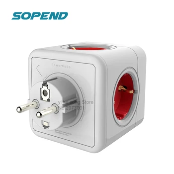 

Sopend EU Safety Power Strips Plug Powercube Smart Socket Outlet with USB Multiple 4 Ports USB Charger Electrical Plug Extension