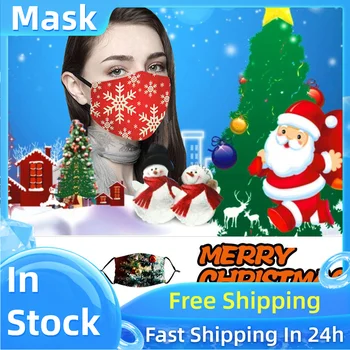 

Face Shield Skin Care Mask Mondkapjes Christmas Printed Dust-proof Breathable Pocket With Filterss Mascarilla Cubrebocas Bioaqua