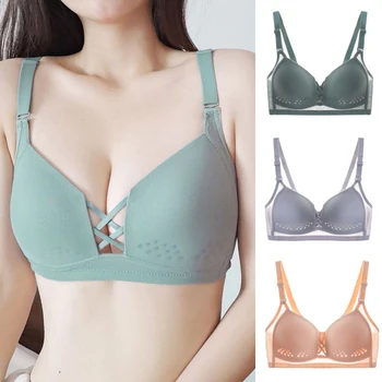 

Roseheart Women Fashion Gray Pink Wireless Padded Push Up Female Bra Sexy One-Piece Bras Bralette Underwear A B C Plus Size