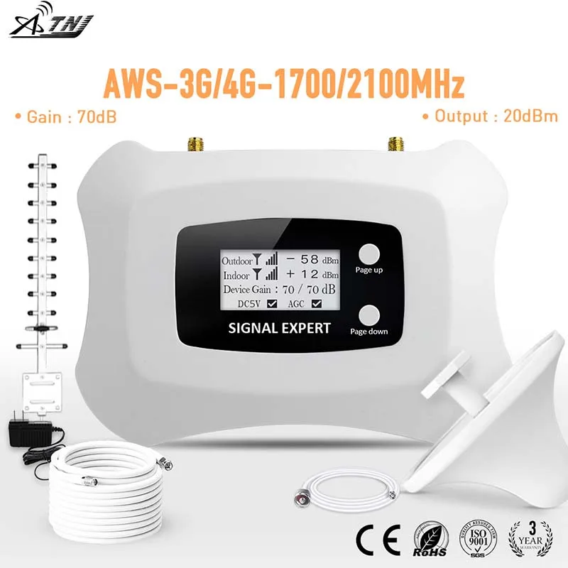 Full Smart 3G 4G Repeater mobile signal booster for America 3g 4g use Cell phone Amplifier with yagi and ceiling antenna kit