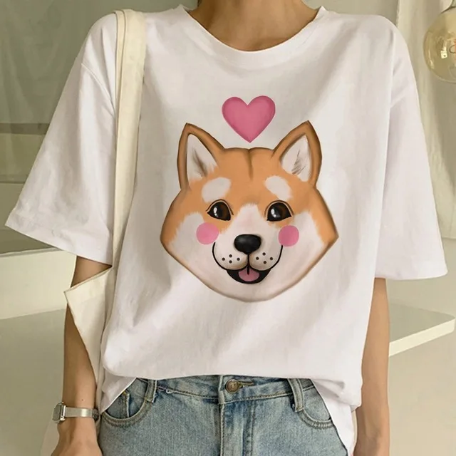 MLCRIYG Шиба ину футболка забавная Милая футболка с животными забавная графическая Корейская одежда Топ для женщин Ulzzang футболка Женские футболки Харадзюку - Цвет: 3