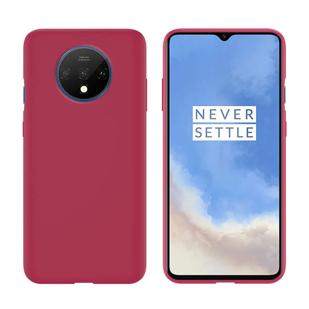 Rose red Для Oneplus 7T 6T чехол для OnePlus 6 6T 7 7T Pro мягкая Жидкая силиконовая задняя крышка Ультратонкий матовый защитный чехол на 360 градусов - Цвет: Rose red