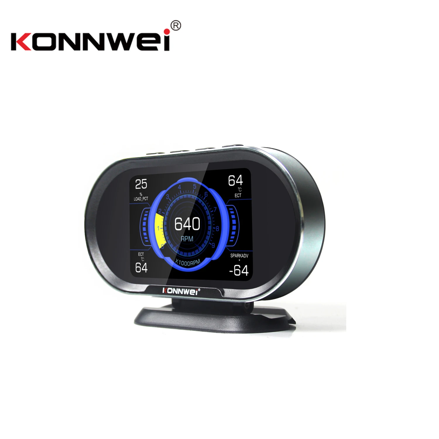 Konnwei Kw206 Car Obd2 Hud Digital Meter Rpm Gauge All In One Automotive Trip Computer Smart Obd Tachimetro Contagiri Acqua