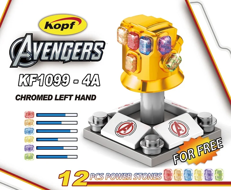 

Building Blocks Avengers 4 Thanos Gloves Chromed Infinity Gauntlet With Power Stones Bricks Figures Kids Gift Toys KF1099-4A