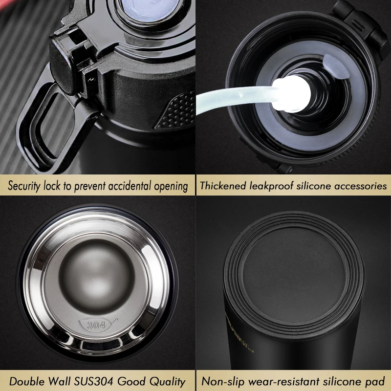 Online PINKAH NEW 500ML Adult Stainless Steel Vacuum Flask straw thermos cup water bottle with holder Insulation Cup