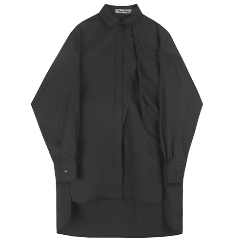 C582 black Сценическая одежда мужская с длинным рукавом нерегулярная планка дизайн свободная Мужская рубашка в стиле кэжуал Япония уличная хип хоп вечерние рубашки - Цвет: C582 black