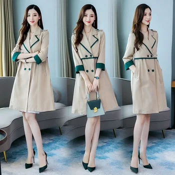 

Women's Mid-length windbreaker 2020 new spring and autumn coat elegant fashion all-match slim Half sleeve coat