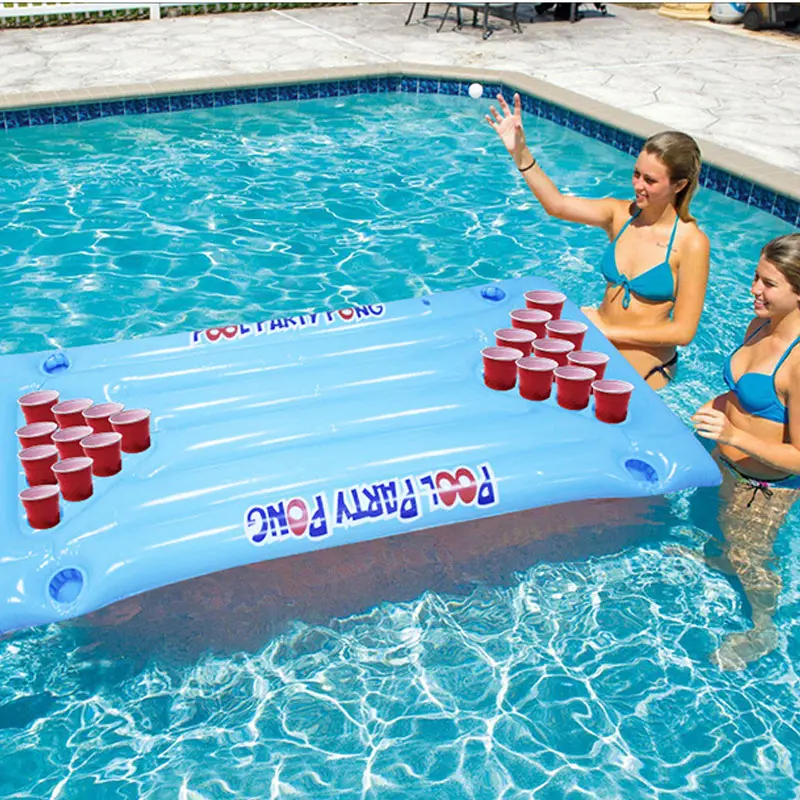 

PVC Inflatable Beer Pong Table Mattress Lounge Pool Float 24 Cup Holder for Summer FOU99