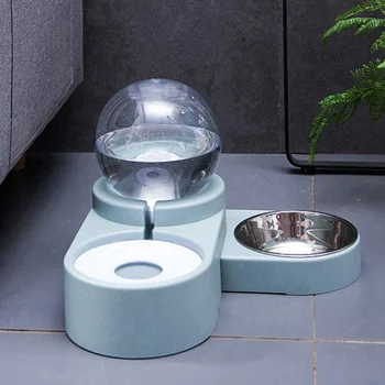 

Pet Cat Dog Feeder Fountain Food Bowl Bubble Automatic Cats Water Fountain Large Drinking Bowl For Cat 2 In 1 Pets Feeding Bowl