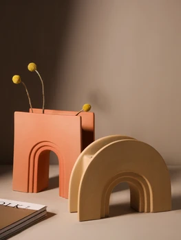 

U-shaped design geometric vase Morandi ceramic creative simple model room porch desktop home decoration decoration frosted textu