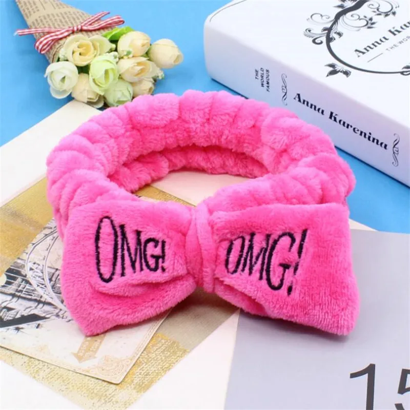 Новинка omg коралловый флисовый ободок с бантиком для лица для женщин и девушек держатели головных уборов тюрбан резинки для волос аксессуары для волос