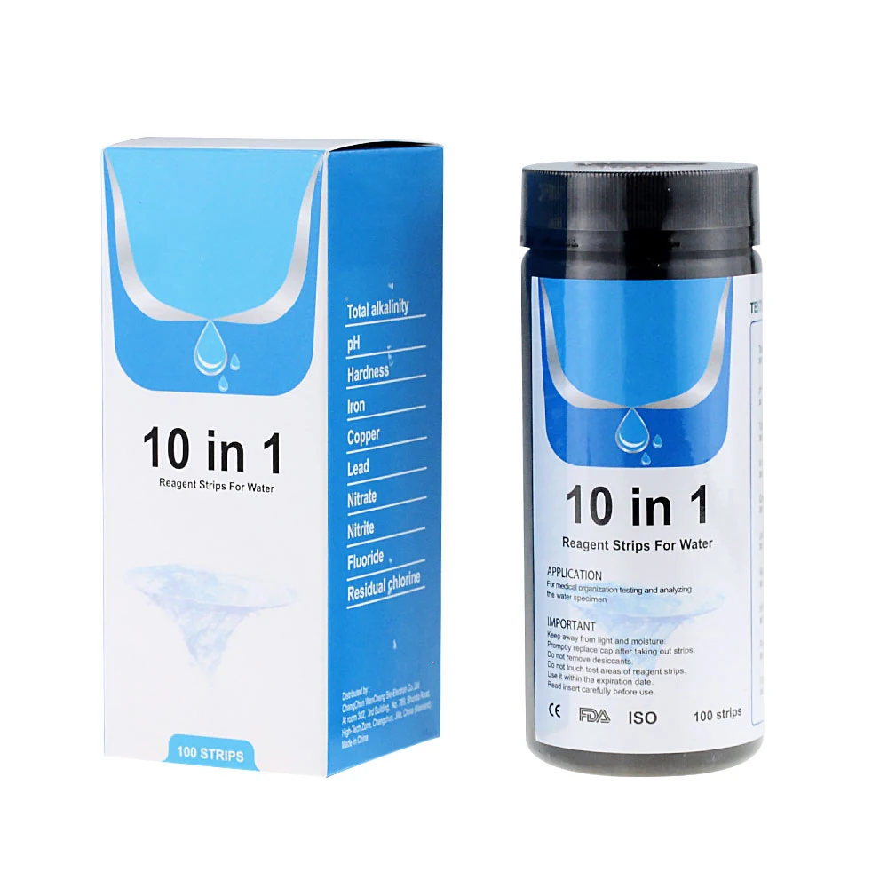 100 Strips/Bottle 10 in 1 Multipurpose Chlorine PH Test Strips For SPA Swimming Pool Water Tester Paper | Инструменты