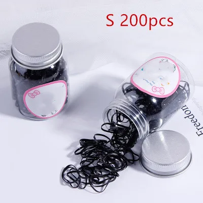 Black 200pcs 200/100 шт одноразовые резиновые ленты консервы Для детей, малышей Цвет модная эластичная, для волос кольцо резинка для волос Веревка Аксессуары - Цвет: Black 200pcs