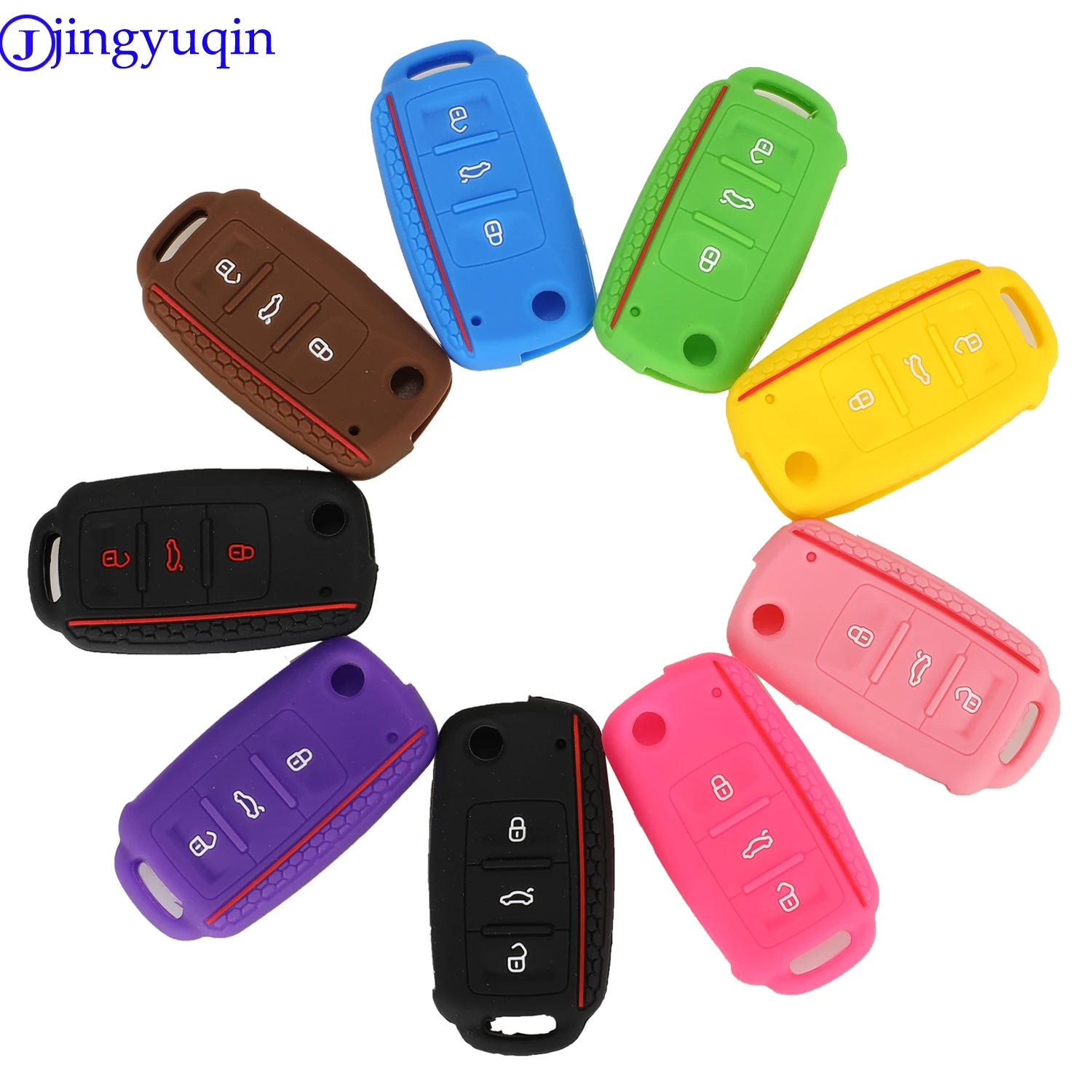 Jingyuqin 10 шт. силиконовый дистанционный чехол без ключа для VW Caddy Golf Jetta Polo Passat Scirocco Tiguan для Skoda Octavia Seat 3B