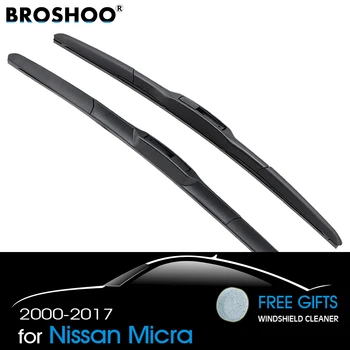 

BROSHOO Car Styling Wiper Blades Natural Rubber For Nissan Micra/Micra K11 Model Year From 2000 To 2017 Fit Standard Hook Arm