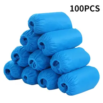 

100Pcs Waterproof Disposable Shoe Covers Medical Rainproof Boot Plastic Shoe Cover Elastic Protective Home Overshoe Cover