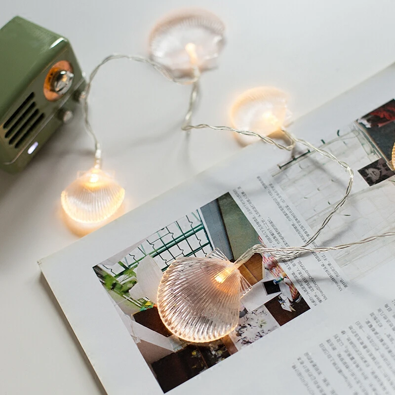 Shell Twinkly Light String Garland LED String Fairy Lights Chanukah Christmas Decorations For Home Tree Lamp Party Bedroom Conch