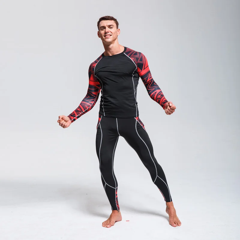 Новая мужская Рашгард для бега, Спортивная рубашка с длинным рукавом, Спортивная компрессионная футболка, рубашки для фитнеса