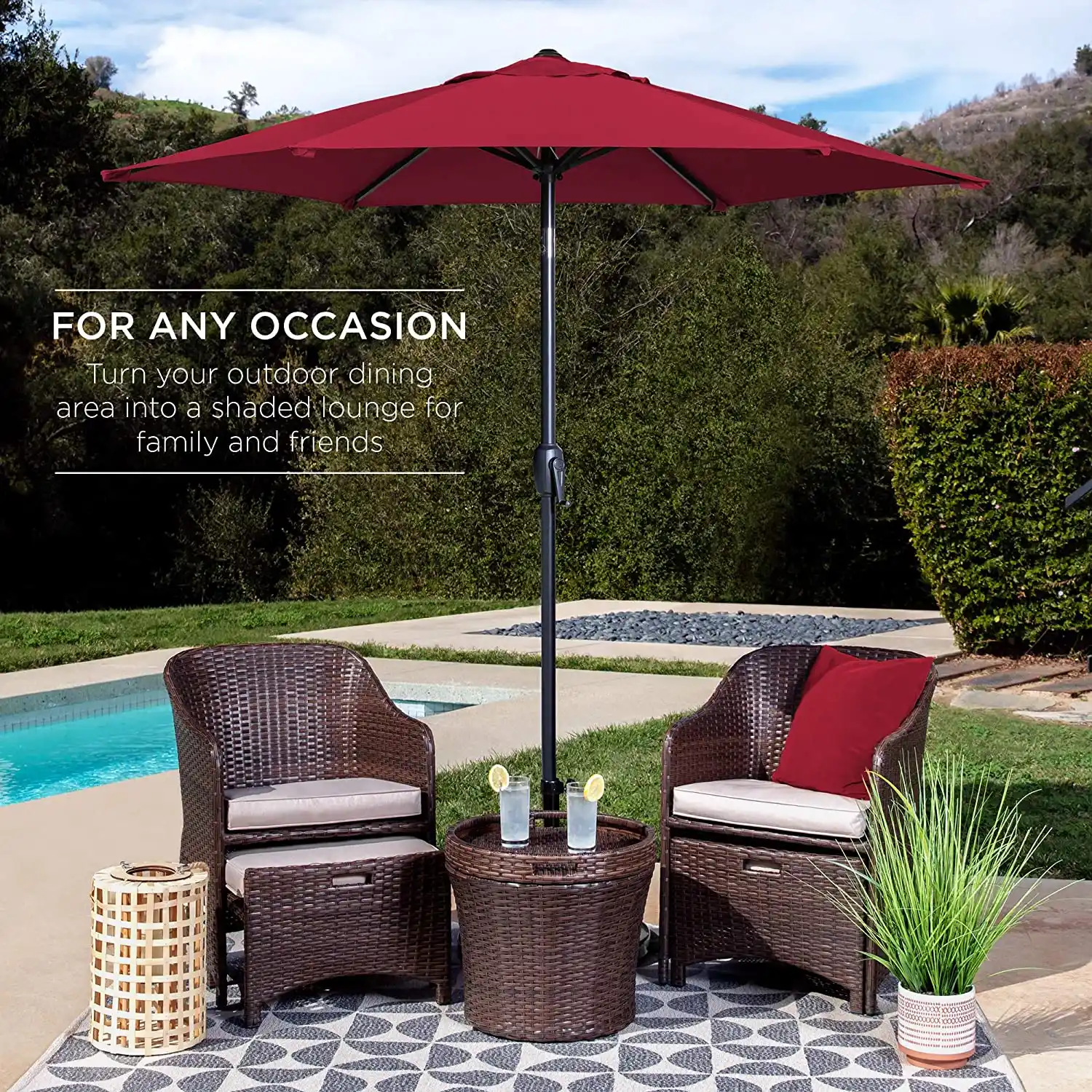 Sunshade Umbrella Waterproof Awning Sun Protection Outdoor Market Patio Umbrella W Steel Pole Beach Camping Table Umbrella Aliexpress