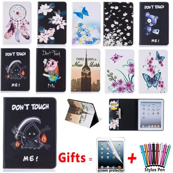 

For Apple iPad 2 3 4 Case Fashion Tablet PU Leather Flip Stand Case For iPad2 iPad3 iPad4 Painted Cover Funda Skin Shell +gifts