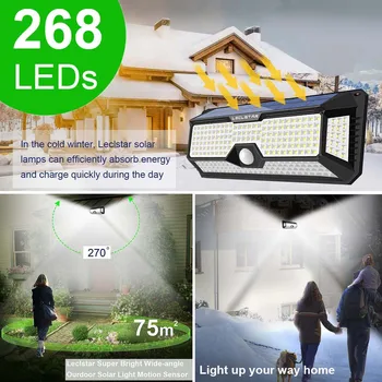 

Outdoor Spotlight 140/268 Led Solar Street Light Garden Lights Wall Lamp Waterproof Motion Sensor Decoration Country Home Garden