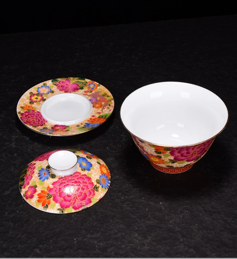 Gaiwan керамическая эмаль цвет расписанный вручную керамический пиалы для чая 150 мл чайная посуда для пуэр Пуэр Чайная чаша чашка блюдце набор крышек посуда для напитков