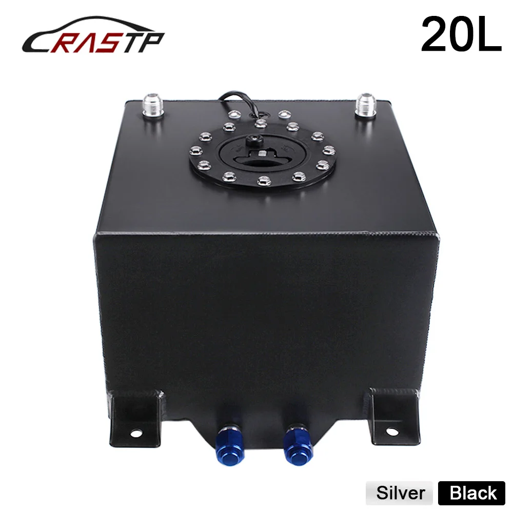 RASTP-High Quality Aluminum 20L Fuel Surge Tank Mirror Polish Fuel Cell with Cap with Sensor  RS-OCC040